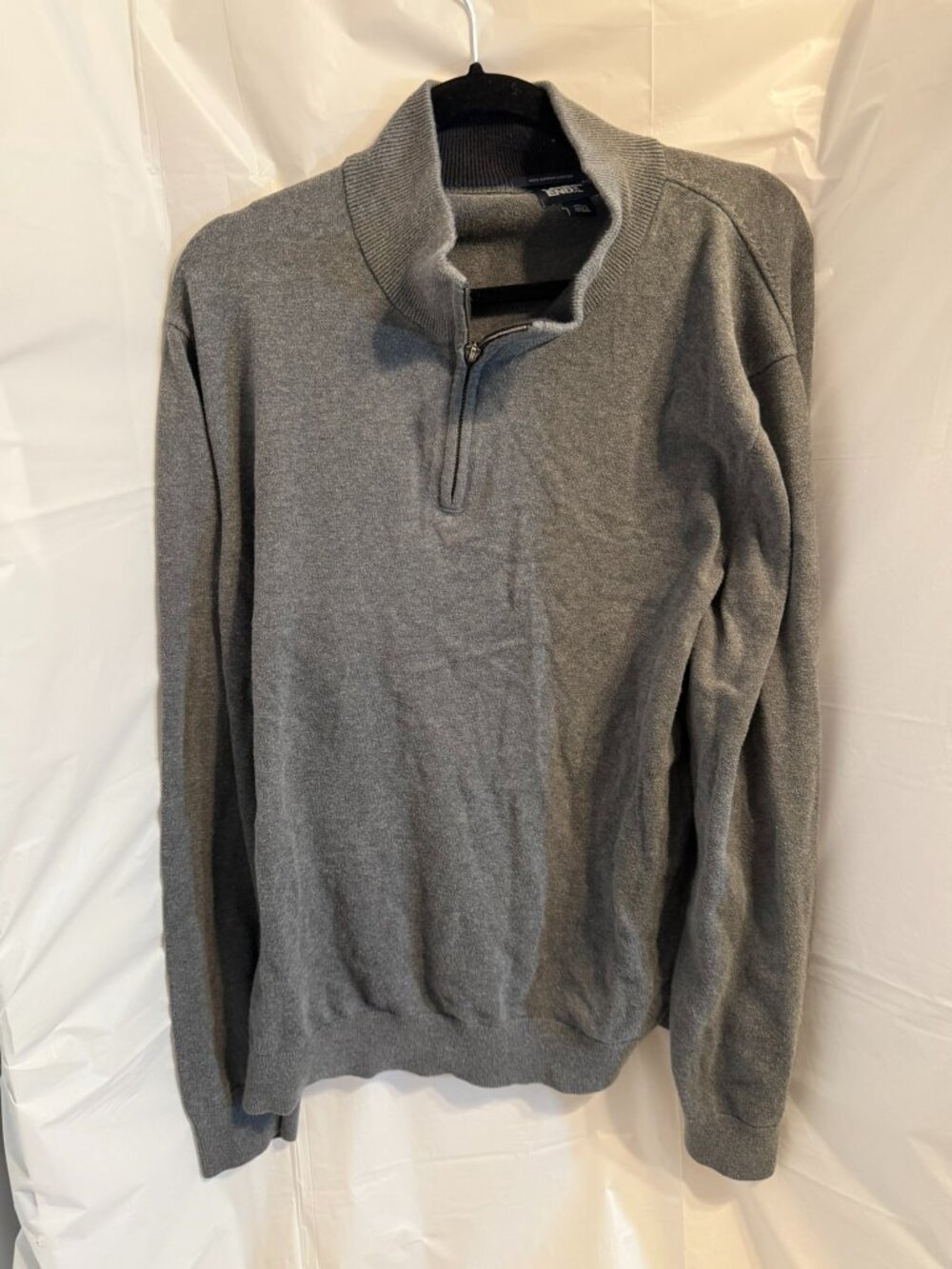 Lands' End Grey 100% Supima Cotton Quarter Zip XL